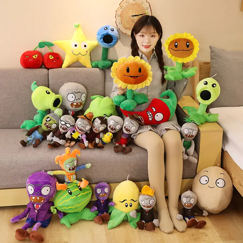 Peluche de felpa con personajes clásicos de dibujos animados, muñeco de peluche con personajes de Plants VS Zombies