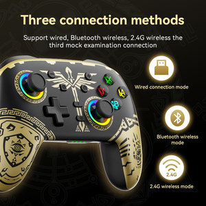 ตัวควบคุมเกมไร้สาย S08สีดำพร้อมแทร็คแพดและตัวรับสัญญาณรองรับ PS4 /Android/ios/switch /pc พร้อมตัวรับสัญญาณ2.4G