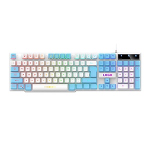 Teclado de oficina con cable de Color clave personalizado a la moda, 104 teclas, retroiluminación LED RGB, teclado para juegos para ordenador portátil, escritorio,