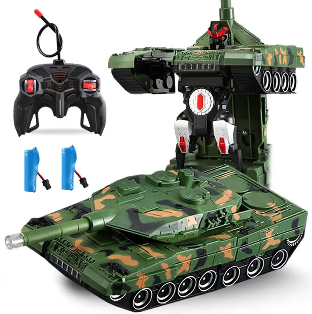 EPT Mini Camión Militar de Juguete con Control Remoto, Modelo de Plástico Barato, Tanque Robot Transformador Rc para Niños