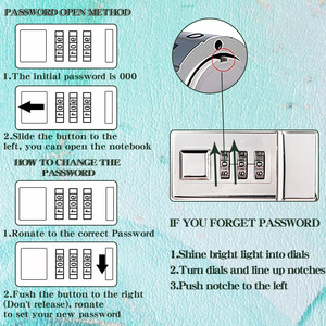 Sáng tạo mô hình bằng đá cẩm thạch mật khẩu máy tính xách tay A5 máy tính xách tay với khóa mật khẩu khóa nhật ký - Product Image 5