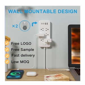 マルチデバイス充电ステーション: 6AC + 4USBパワーストリップ | BC1.2/Apple/Samsung Compatible | ホワイトミニマリストデザイン - Product Image 4