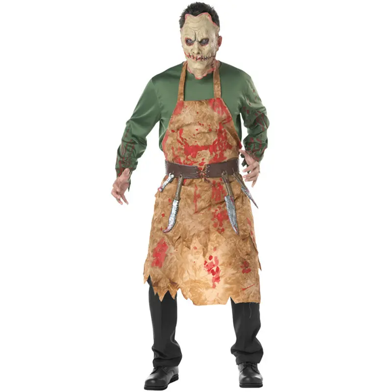 Disfraces de fiesta de Halloween para hombres Terror Scary Blood Zombie Butcher Chef disfraz Cosplay con máscara