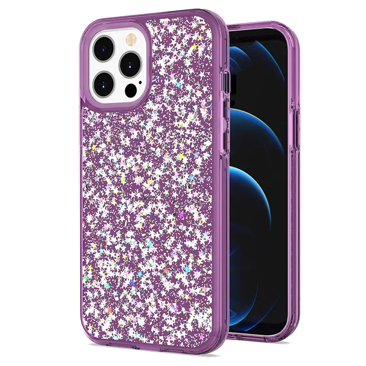 Capa de telefone móvel de luxo da camada dupla impressão personalizada do telefone do diodo emissor de luz da camada da proteção para o iphone 12 13 pro max