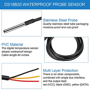 数字ds18b20不锈钢防水67 DS18B20传感器温度传感器 - Product Image 2