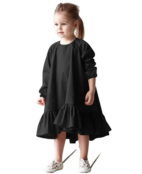 Robe de princesse à ourlet volant pour filles, jolie tenue décontractée à boutons élastiques