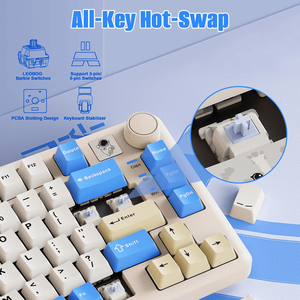 LEOBOG A75 Tri Mode RGB <strong>Mechanical</strong> 83-Key Gaming <strong>Keyboard</strong> Lovely Cat Keycap <strong>Programmable</strong> Hot Swap Gasket-Mounted Tri-Mode RGB - Product Image 5