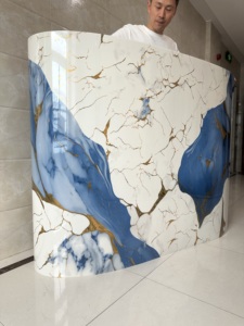 Yeni gelenler mermer pvc altın banyo kabuğu ve sopa duvar karosu <span class=keywords><strong>sticker</strong></span> duvar kağıdı ev dekor köpük kendinden yapışkanlı duvar levhası - Product Image 3