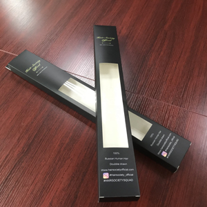 Wholesale Customized Long <strong>Rectangle</strong> Black Paper <strong>Box</strong> With Pvc <strong>Window</strong> for Hair Extension and Wigs <strong>Display</strong> in Matte or Glossy - Product Image 1