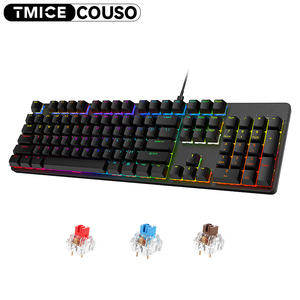 Teclado mecánico con cable de tamaño completo OEM, 104 teclas, teclado ergonómico para ordenador de oficina, teclado para juegos con interruptor rojo retroiluminado LED RGB - Product Image 1