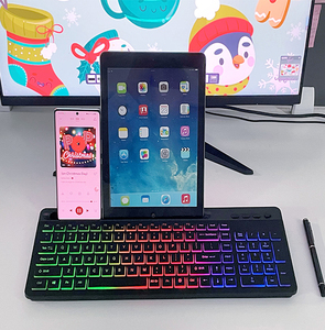 Tamaño completo 2,4G BT Modo dual RGB LED Interfaz USB 103 teclas Membrana ABS Teclado retroiluminado Nuevo numérico multifuncional Klavye - Product Image 2