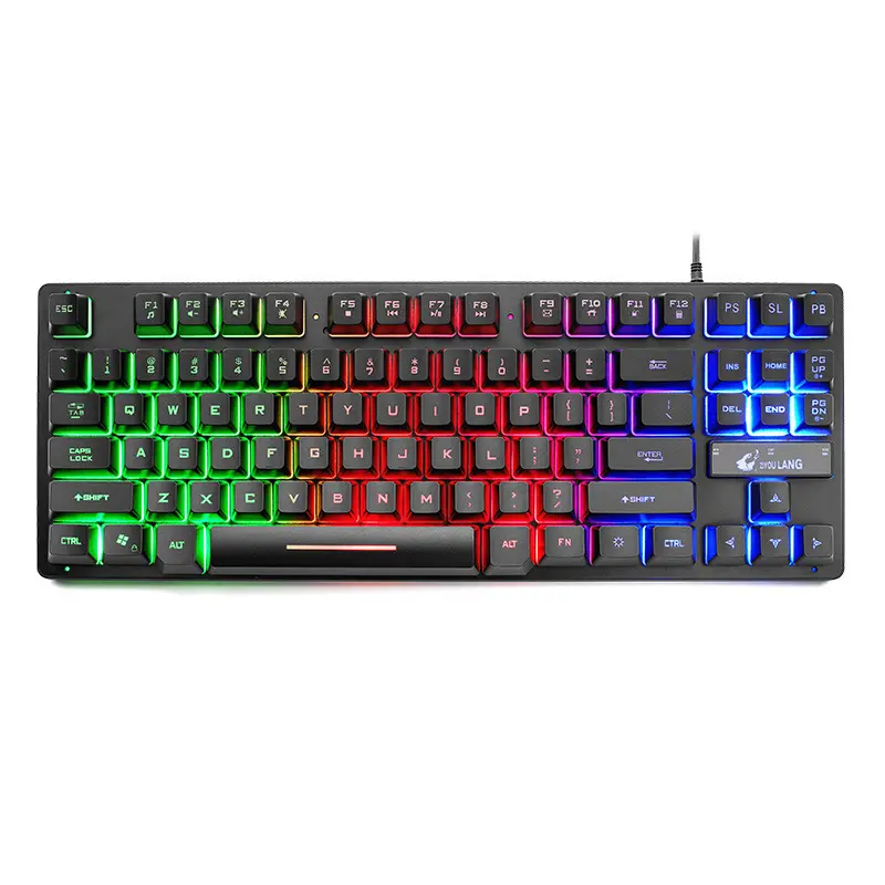 Keyboard Mekanis Lampu Latar K16 87, Papan Ketik Permainan Elektronik Usb Notebook Rgb