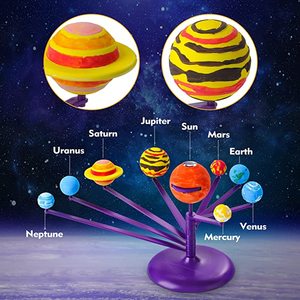 子供のための8つの惑星とペイントとブラシSTEM DIYクラフトを備えた子供用プラネタリウムプロジェクター用ソーラーシステムモデルキット