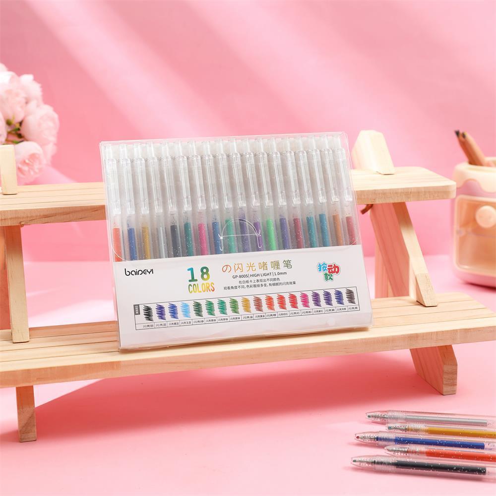 Press 18 color gel pen-white paper only