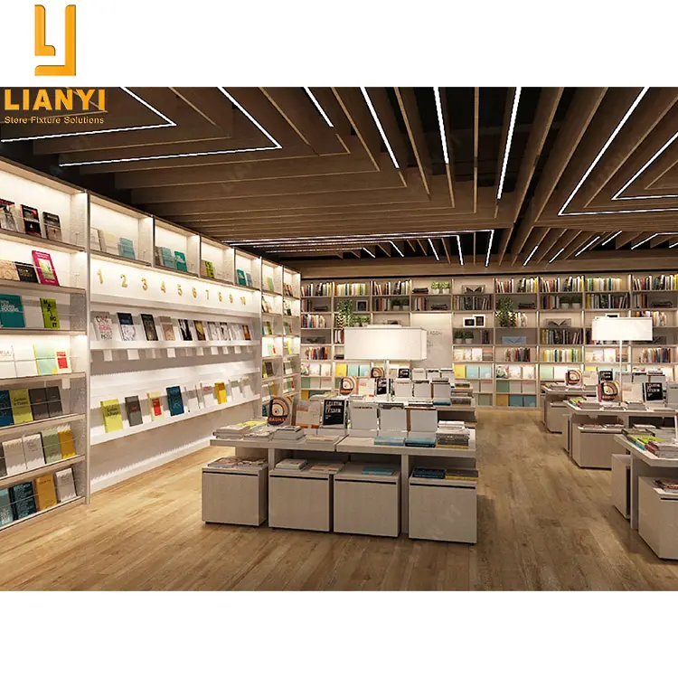 LY Book Shop Interior Design Ideas Commercial Bookstore Furniture Floor Library Book Display Stand