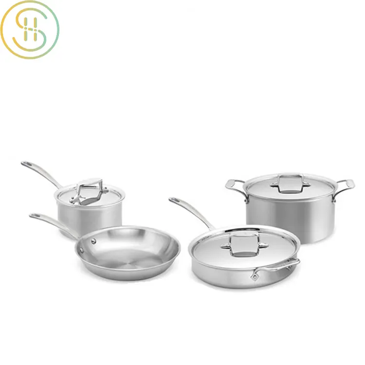 Conjunto de panelas de titânio com tampa de aço inoxidável, conjunto de 5 camadas com indução de alta qualidade para cozinha