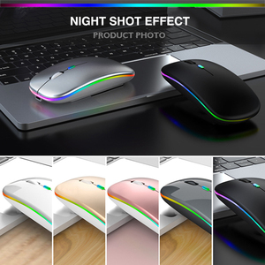 Ratón inalámbrico BT RGB, Mouse recargable silencioso, ergonómico, LED, retroiluminado óptico USB para ordenador portátil y PC - Product Image 4