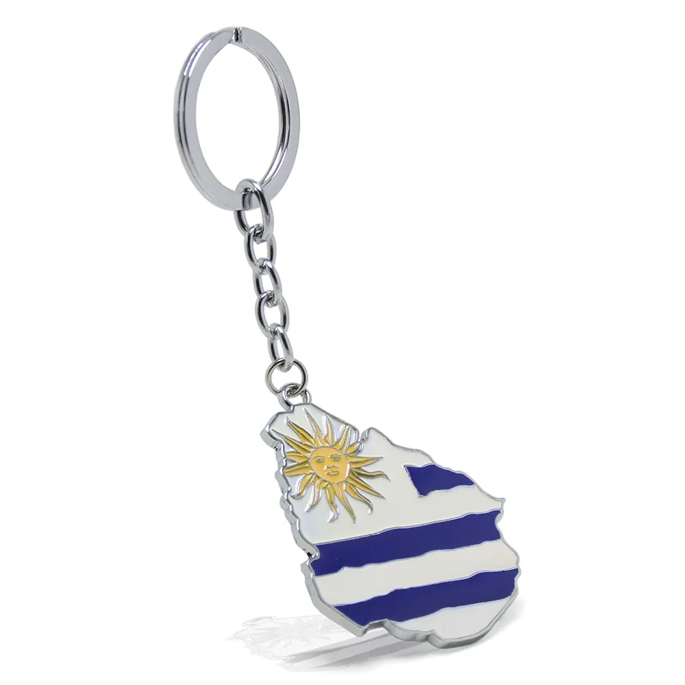 Custom Uruguay souvenir regali uruguayano celebrazione portachiavi mappa portachiavi viaggio portachiavi in smalto bandiera metallo Uruguay portachiavi