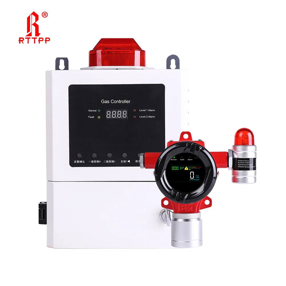 RTTPP DR600 Détecteur de fuite de gaz fixe Combustible/H2S/Ammoniac/GPL/CO/PH3/Hydrogène/Oxygène Détecteur d'alarme de gaz Moniteur