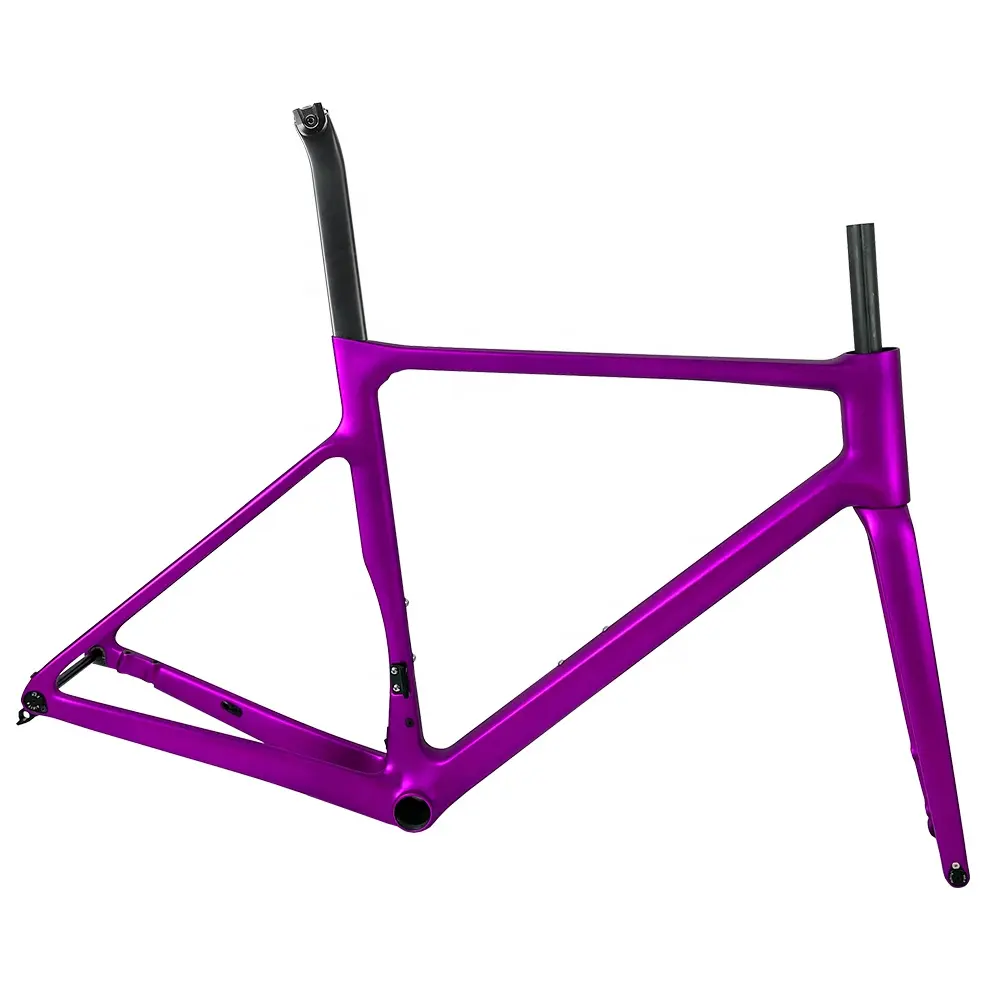 Telaio della vernice personalizzato Toray T1100 in fibra di carbonio Flat Mout freno a disco telaio della bici da arrampicata Di2 e telaio della bicicletta da strada aerodinamico meccanico