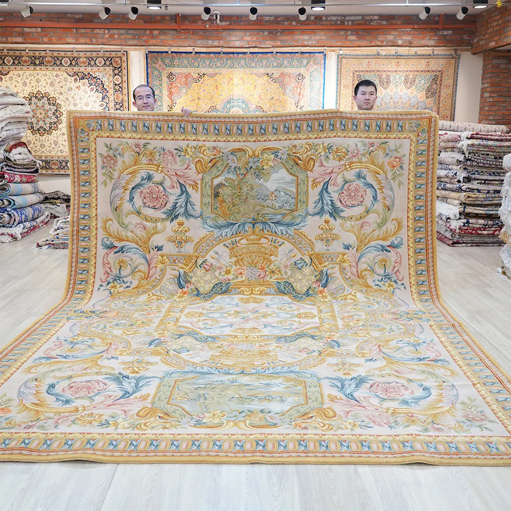 Handmade Wool Commercial Tencel Silk Wall Hanging Indulgence Woolen Living Room Savonnerie Carpet