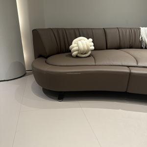 İtalyan tasarımcı yeni İtalyan Minimalist özellikleri özel şekilli döner parça deri kanepe - Product Image 3