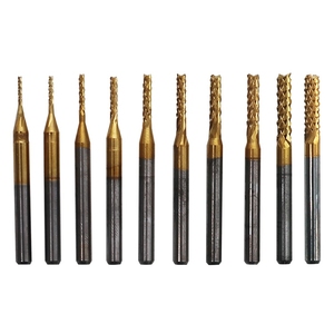 10個0.8-3.175mm超硬マイクロPCBドリルビット彫刻カッターロータリーミニブロカスCNCプリント回路基板ドリルビットセット - Product Image 1