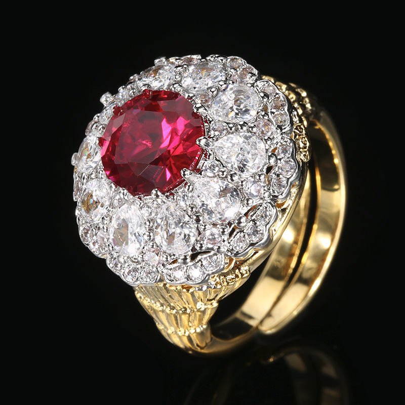 Bague en corindon rouge, taille ajustable