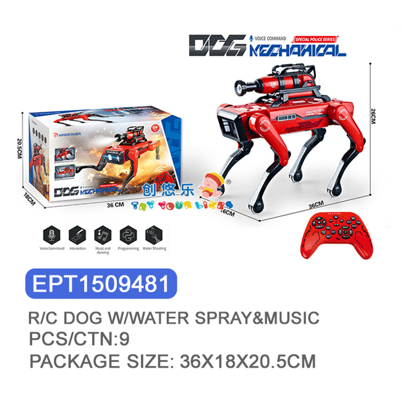 EPT1509481-RC cane acrobatico con spruzzo e musica (9 pezzi/scatola)