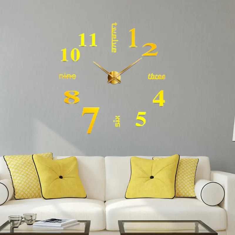 Horloge murale 3D créative de Style nordique, en acrylique, grande taille, décorative, pour la maison et le bureau, DIY bricolage