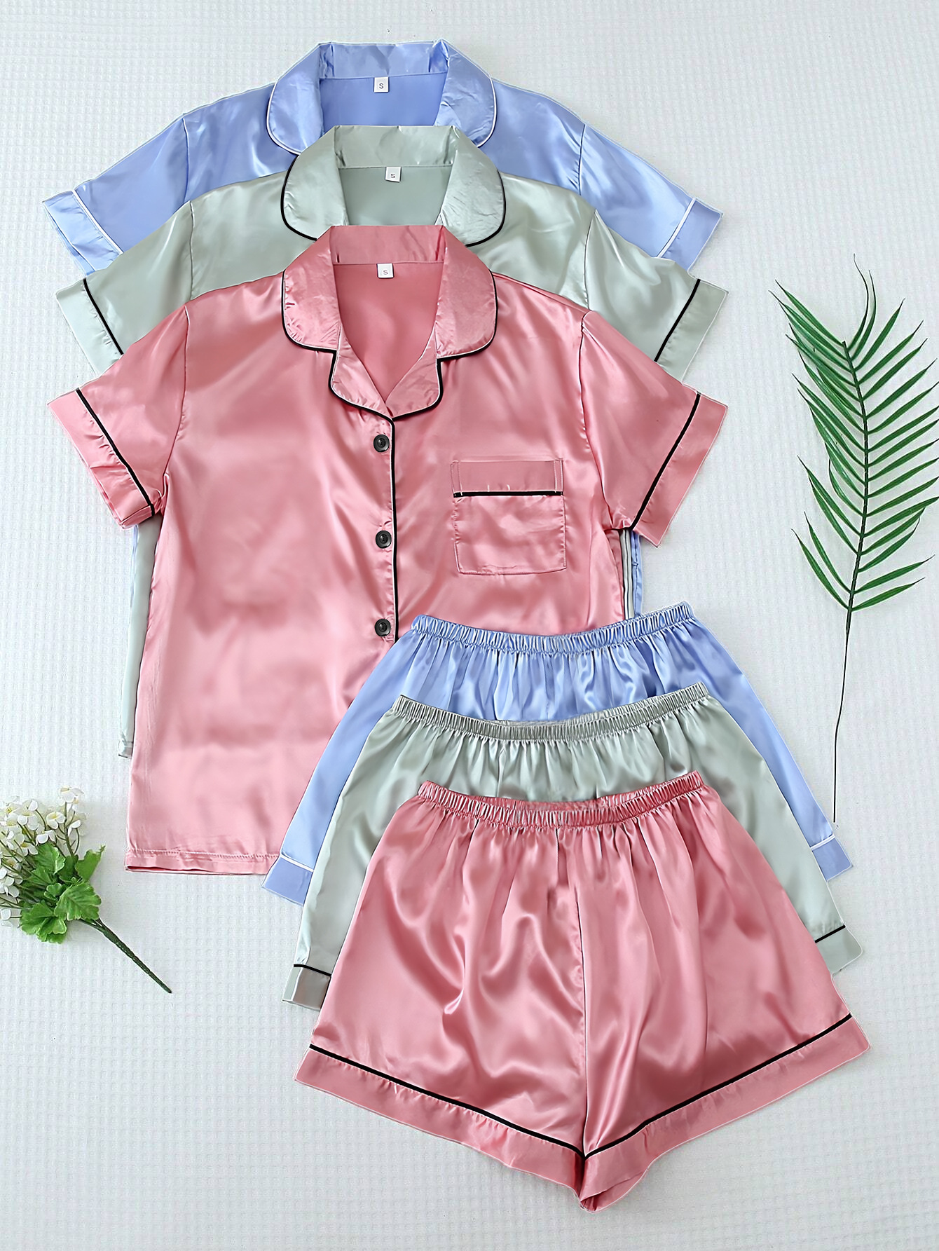 Light blue-light green-pink
