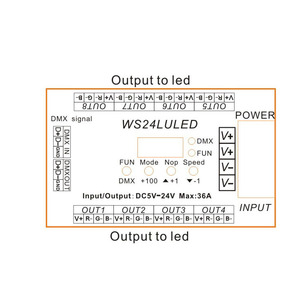 DC5V-24V 36A 8 портов RGB Цифровой дисплей декодер 24ch dmx512 Контроллер WS24LULED - Product Image 5