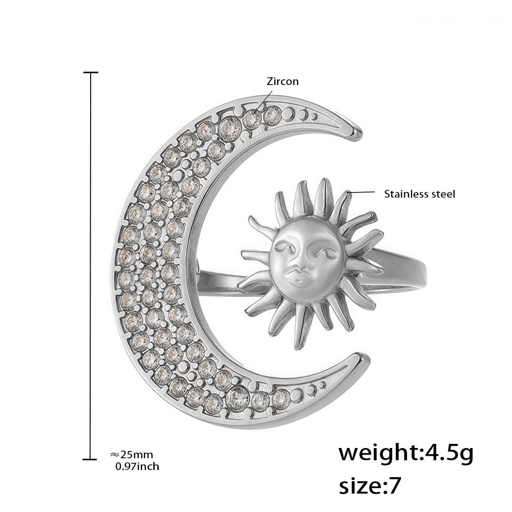 Steel white zircon ring. - Number 7