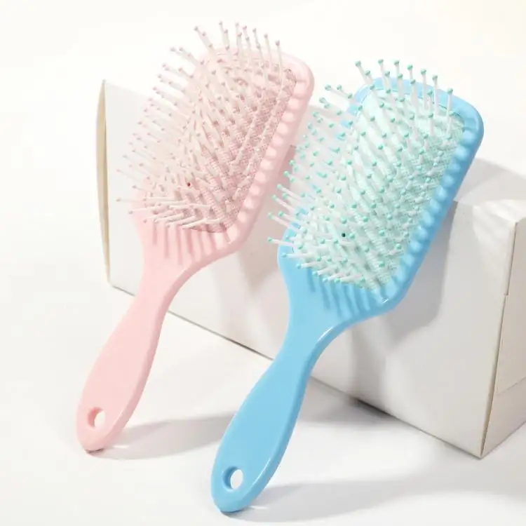Vendita calda pettine per capelli in plastica personalizzato all'ingrosso eco-friendly rosa e blu massaggio personalizzato spazzola per capelli