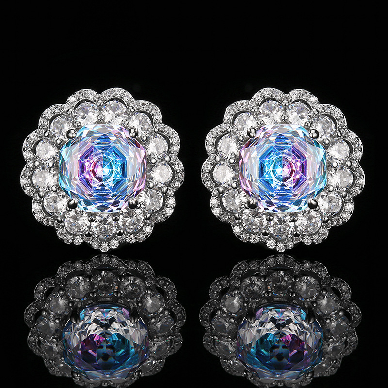 Boucles d'oreilles bleu rose