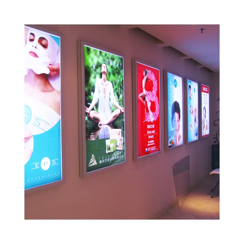 Fabbrica display magnetico personalizzato light box sign picture poster holders led slim acrilico cornice montata a parete per formato A3