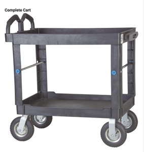 Heavy Duty Two Shelf Plastic Utility Tool Mobile Industrial Cart Storage <strong>Trolley</strong> with 9&quot;pneumatic Rubber Casters - Product Image 1