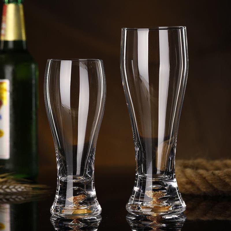 Creative personality bar beer mug hand-blown gold foil bottom beer glass home crystal wine glass mug
