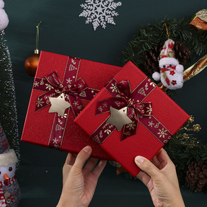 Yay ve şerit aksesuar ile tatil ambalaj için kırmızı dünya tasarımı ile High-End noel hediyesi kutu - Product Image 2