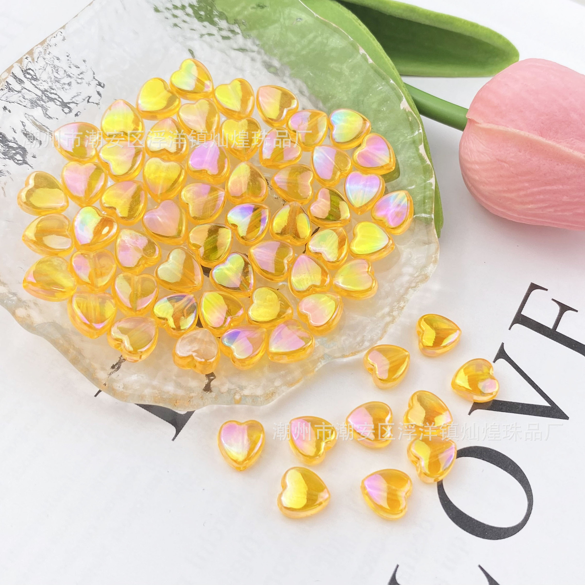 coeur irisé orange