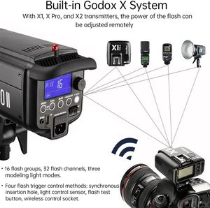 Godox DP600II 600W GN80专业工作室闪光灯鲍恩斯安装闪光灯，带150W发光二极管造型灯 - Product Image 3