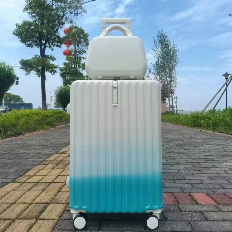 Caja anidada degradada en azul y blanco.