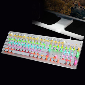 Los mejores Teclados mecánicos para trabajar y jugar Teclado iluminado de ordenador para juegos Teclado de máquina de escribir retro con cable retroiluminado RGB - Product Image 2
