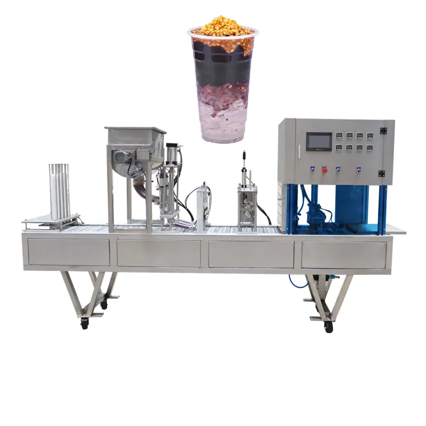 Copo e vedação automática de iogurte, máquina de enchimento de copos e vedação automática para bebidas