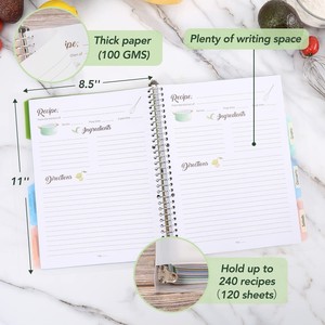 Recipe Book to Write in Your <strong>Own</strong> Recipes, 8.5&quot; X 11&quot; Personal Blank Recipe <strong>Notebook</strong>, Removable Hardcover Recipe Journal Book - Product Image 4