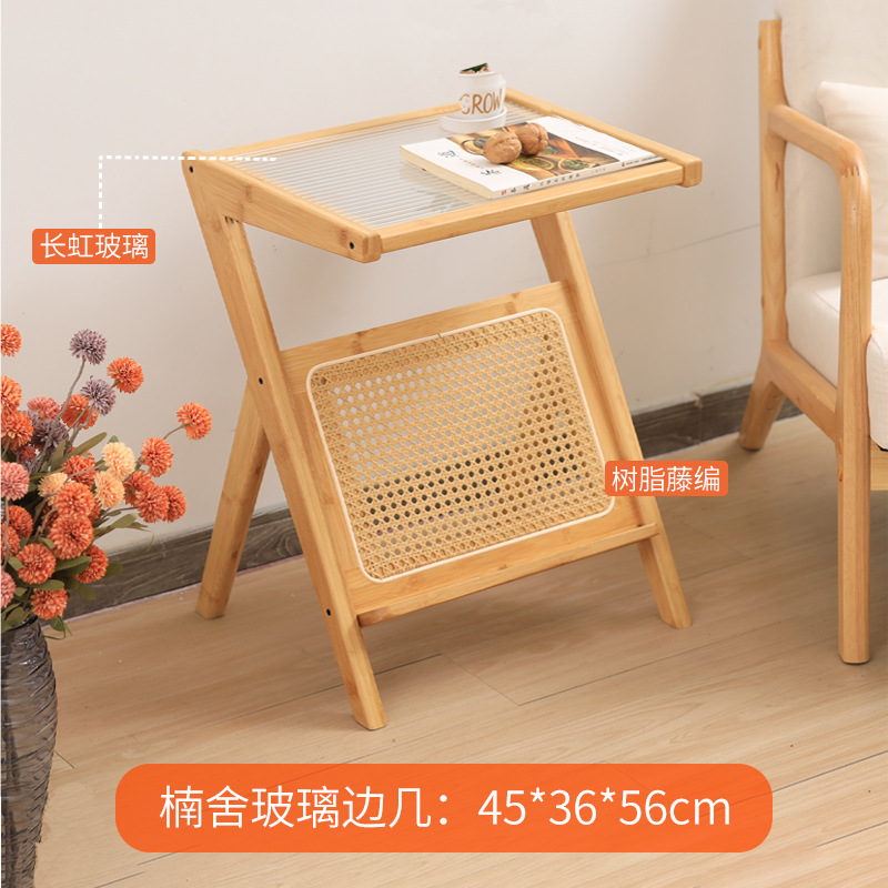 โต๊ะข้างหวายเรียบ ยาว 45 ซม. สีเดิม