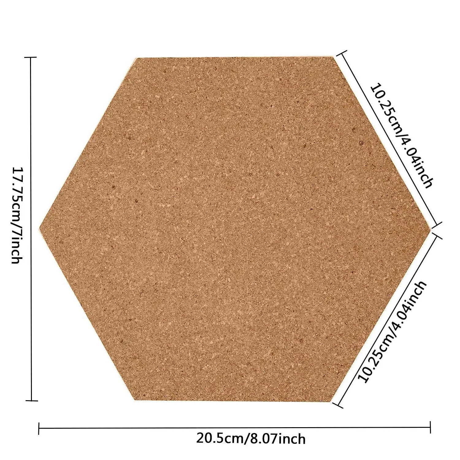 6mm Hexagon Custom ized Adhesive Dekorative Bulletin Message Cork Tiles Board