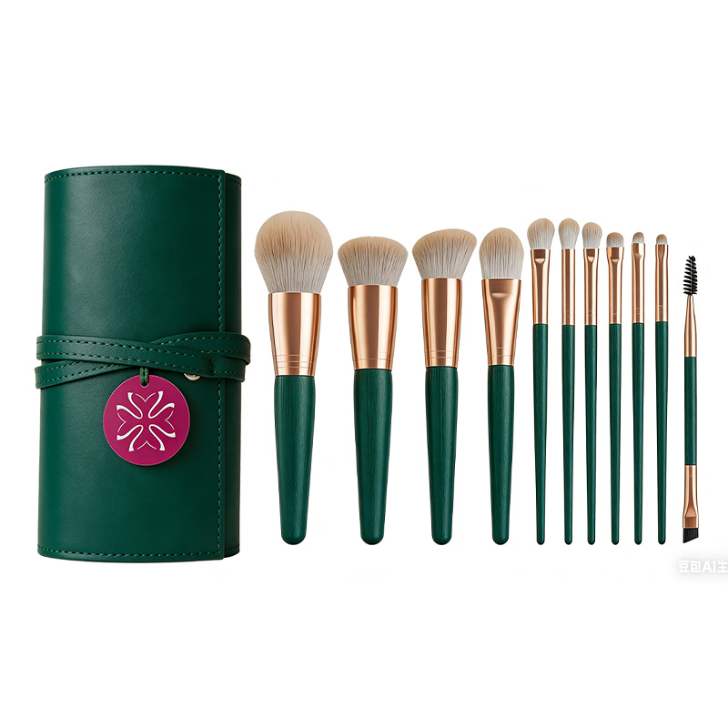 Ensemble de pinceaux de maquillage verts