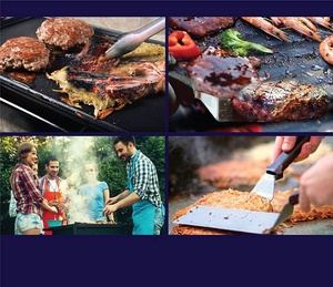 रोटी पकाने का तवा सामान किट अमेज़न गर्म रंग भारी शुल्क धातु फ्लैट शीर्ष ग्रिल आउटडोर शिविर Hibachi BBQ उपकरण Grilling बर्तन सेट - Product Image 6