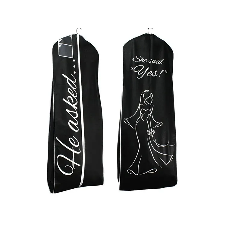 Qualità all'ingrosso custom logo traspirante copri vestiti lungo abito da sposa non tessuto abito da sposa borsa indumento